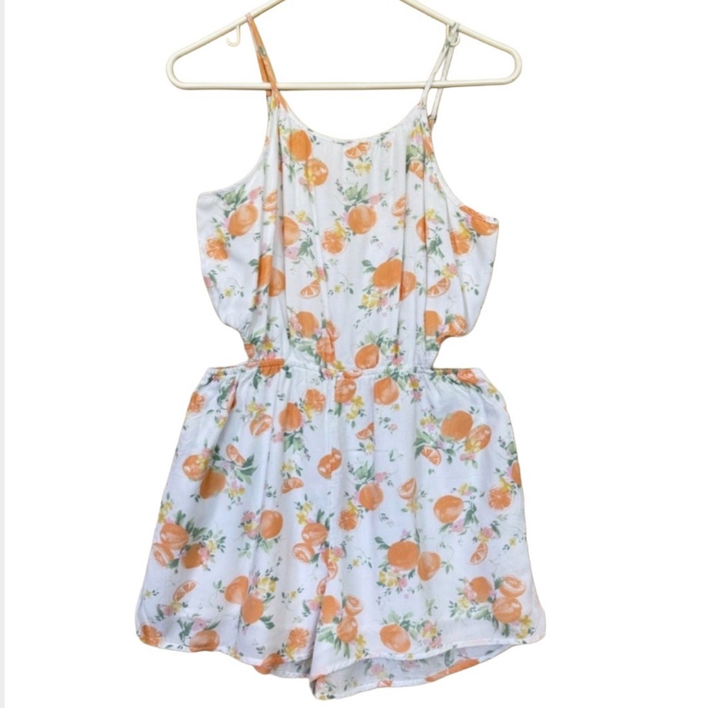 Abercrombie Kids Peach and White Floral Romper